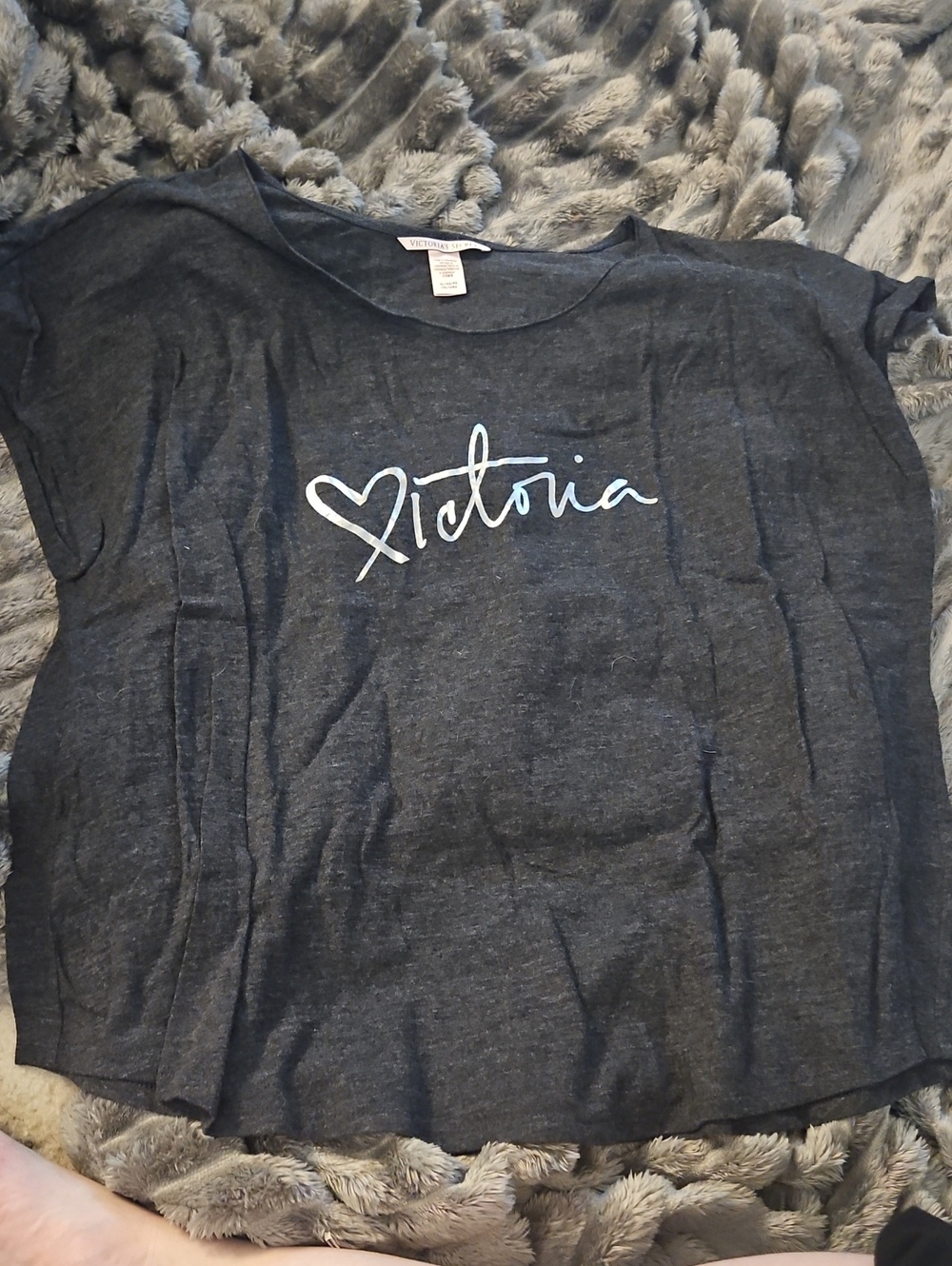 Victoria's Secret Dark Gray Muscle Tee with White Script